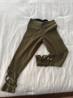 PINK Victoria's Secret Olive Green Strappy Leggings